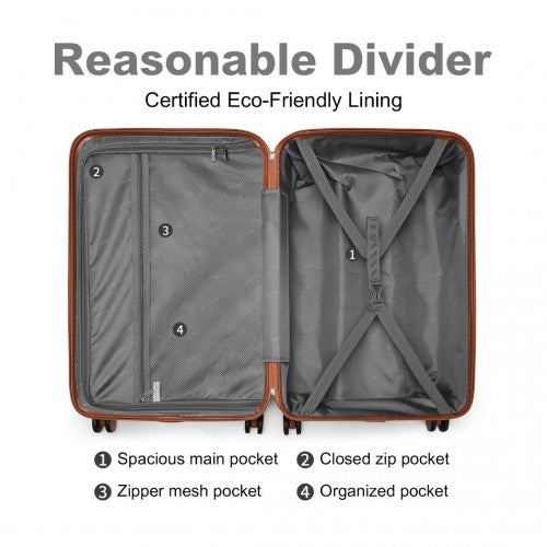 British Traveller 24 Inch Ultralight Abs And Polycarbonate Bumpy Diamond Suitcase With TSA Lock -  Black And Brown