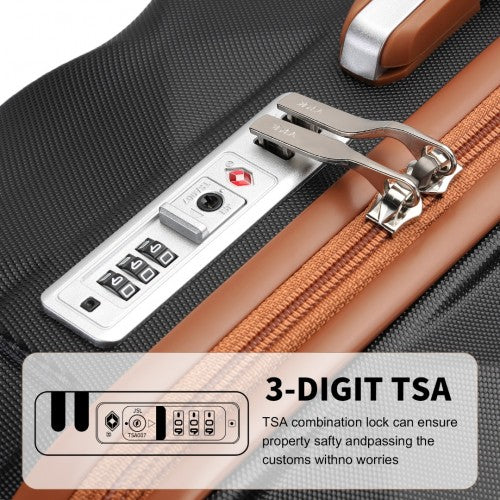 British Traveller 24 Inch Ultralight Abs And Polycarbonate Bumpy Diamond Suitcase With TSA Lock -  Black And Brown