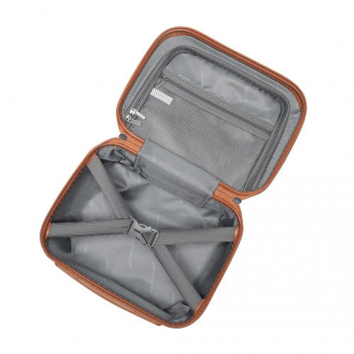 British Traveller 13 Inch Ultralight Abs And Polycarbonate Vanity Case - Navy And Brown