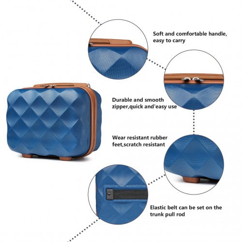 British Traveller 13 Inch Ultralight Abs And Polycarbonate Vanity Case - Navy And Brown