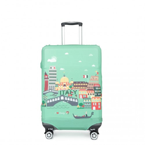 L-Cover-1 - Elastic Luggage Cover With Printed Design Medium - Green