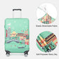 L-Cover-1 - Elastic Luggage Cover With Printed Design Small - Green