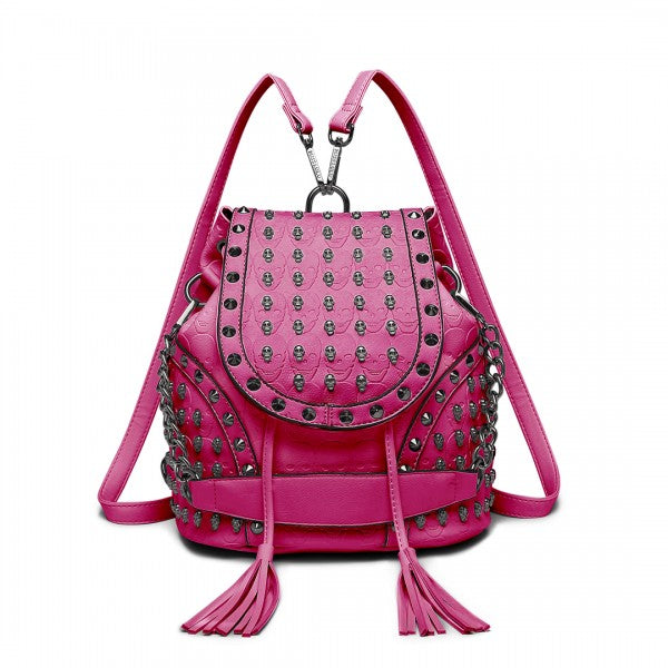 Miss Lulu Skull Studded Backpack Shoulder Bag