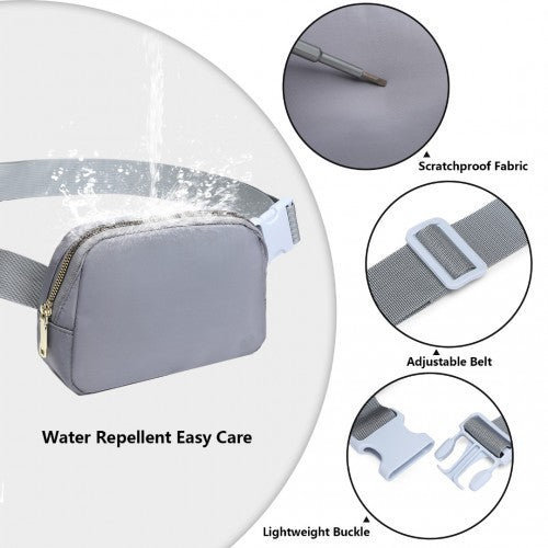 Miss Lulu Lightweight Stylish Water-Resistant Casual Bum Bag - Grey