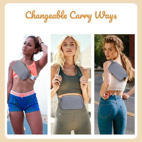 Miss Lulu Lightweight Stylish Water-Resistant Casual Bum Bag - Grey