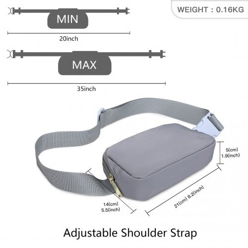 Miss Lulu Lightweight Stylish Water-Resistant Casual Bum Bag - Grey