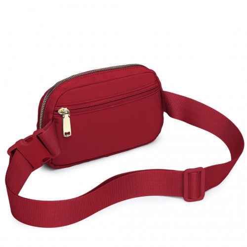 Miss Lulu Lightweight Stylish Water-Resistant Casual Bum Bag - Burgundy