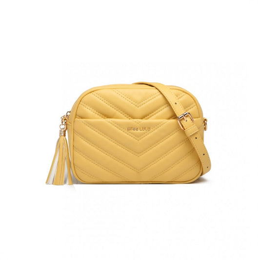 Miss Lulu Lightweight Quilted Leather Cross Body Bag - Yellow