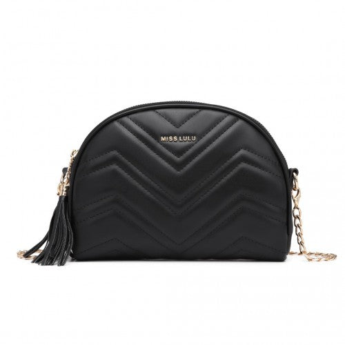 Miss Lulu Trendy Tassel Crossbody Bag - Black