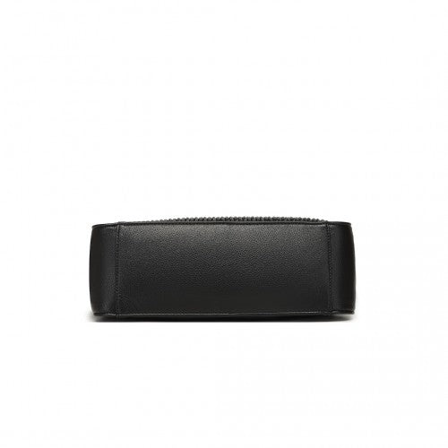 Miss Lulu Casual Shoulder Bag With Stylish Pleated Design - Black
