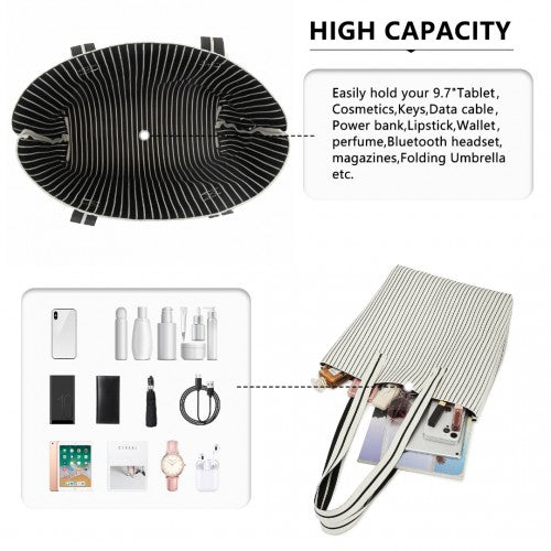 Miss Lulu Large Capacity Polyester Tote Shopping Bag - Beige