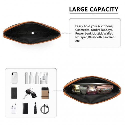 Miss Lulu 4 Pieces Glossy Leather Tote Bag Set - Black And Brown