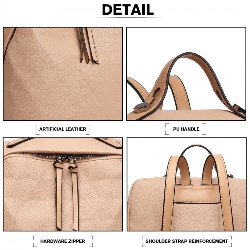 Miss Lulu Prism Pattern Leather Look Backpack