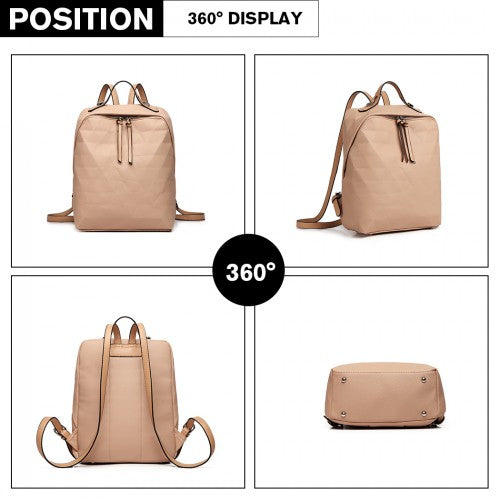 Miss Lulu Prism Pattern Leather Look Backpack