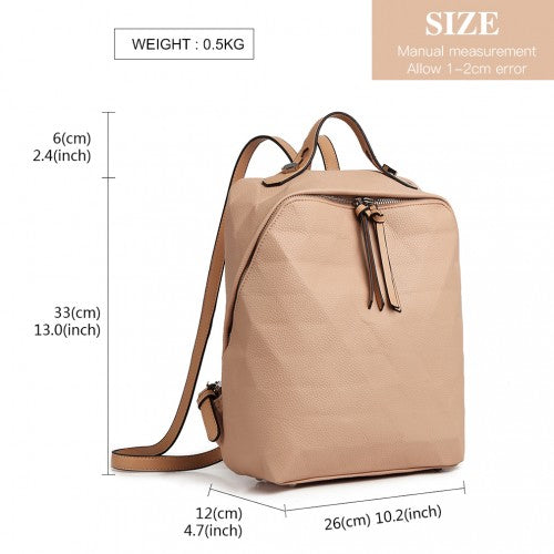 Miss Lulu Prism Pattern Leather Look Backpack