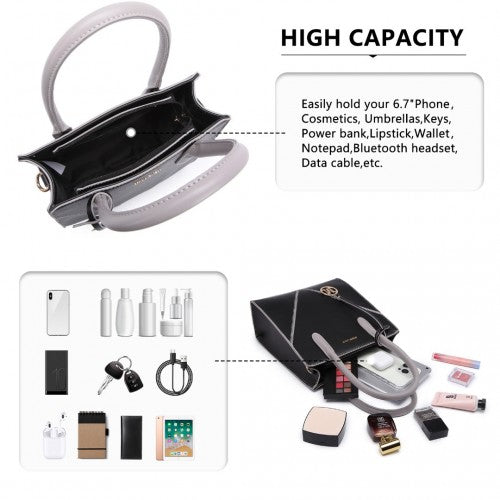 Miss Lulu Rectangular Soft Leather Cross Body Bag - Black