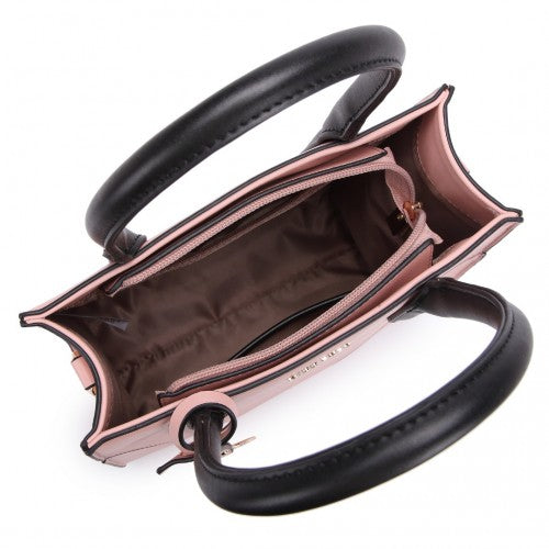 Miss Lulu Rectangular Soft Leather Cross Body Bag - Pink