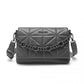 Miss Lulu Chic Quilted Shoulder Bag With Chain Strap - Grey
