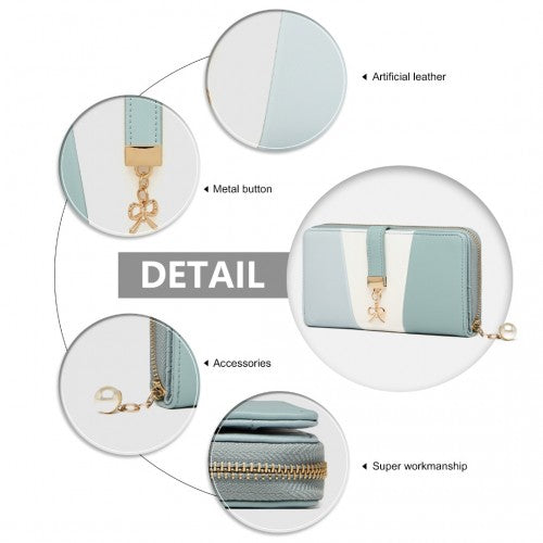 Miss Lulu Tri Colour Women's Leather Look Purse - Light Blue