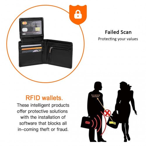 Kono Business Casual RFID Blocking Mens Wallet - Black