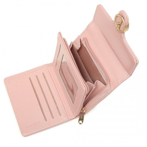 Miss Lulu PU Leather Leaf-Shaped Round Clasp Wallet - Pink