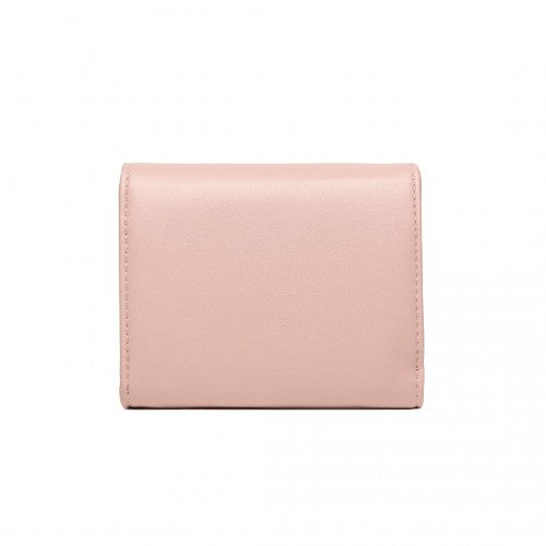 Miss Lulu PU Leather Leaf-Shaped Round Clasp Wallet - Pink