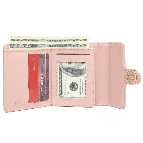 Miss Lulu PU Leather Leaf-Shaped Round Clasp Wallet - Pink