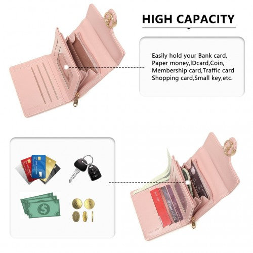 Miss Lulu PU Leather Leaf-Shaped Round Clasp Wallet - Pink