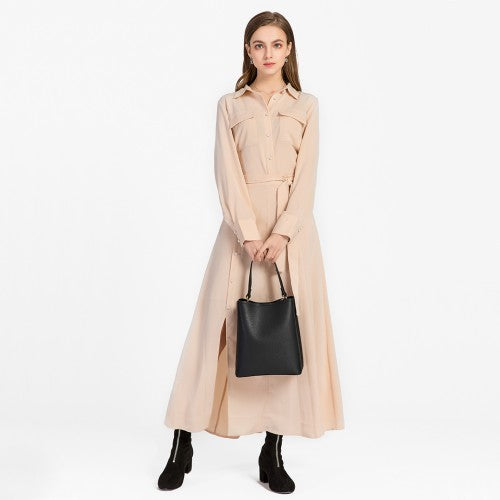 Miss Lulu Soft Leather Look Handbag - Black