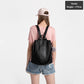 Miss Lulu Two Way Backpack Shoulder Bag With Pom Pom Pendant - Black