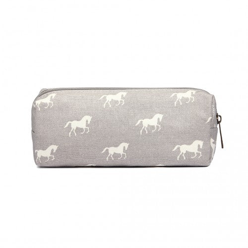Miss Lulu Canvas Pencil Case Horse Grey