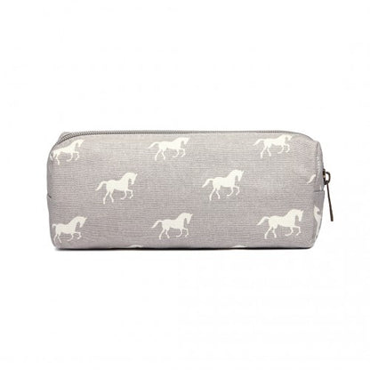 Miss Lulu Canvas Pencil Case Horse Grey