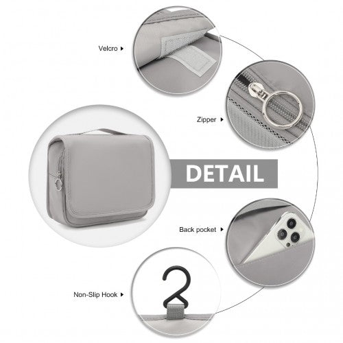 Classic Hanging Multi-Pocket Waterproof Travel Makeup Bag - Grey