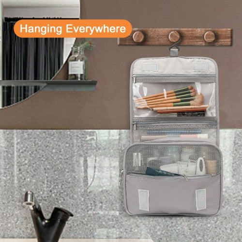 Classic Hanging Multi-Pocket Waterproof Travel Makeup Bag - Grey