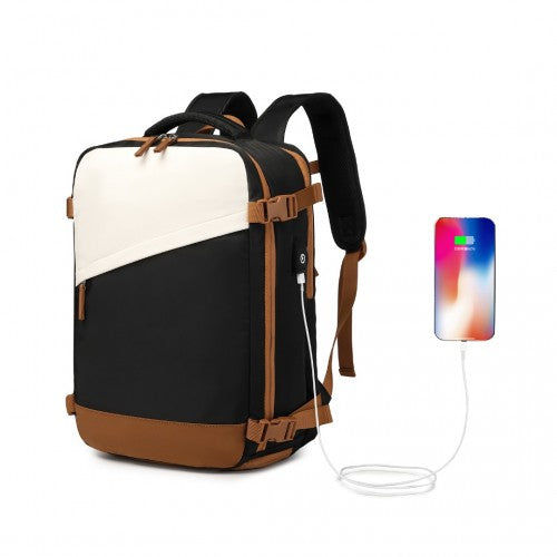 Water Resistant Functional Backpack with Shoe Compartment & USB Charging Port - Black