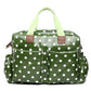 Miss Lulu Maternity Baby Changing Bag Polka Dot Green