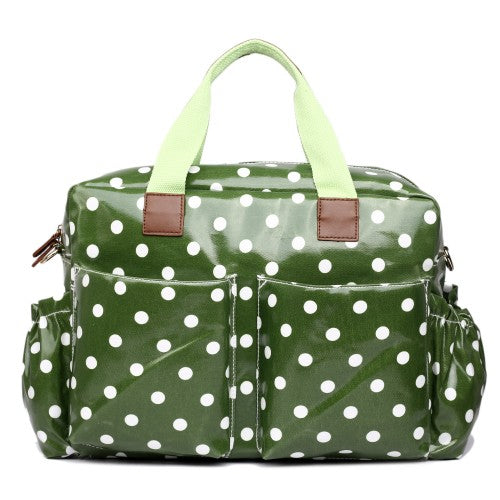 Miss Lulu Maternity Baby Changing Bag Polka Dot Green