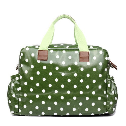 Miss Lulu Maternity Baby Changing Bag Polka Dot Green