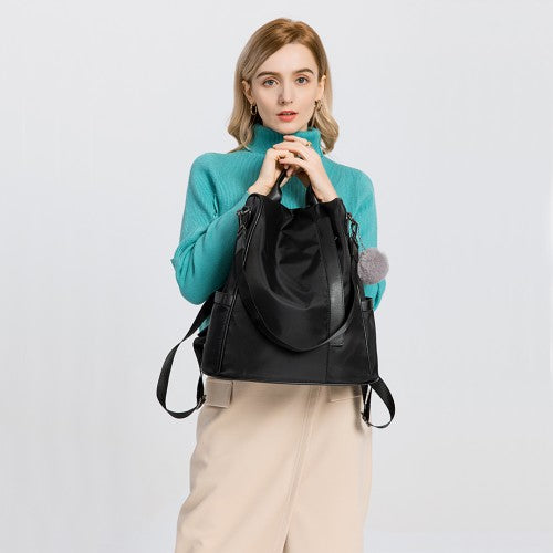 Miss Lulu Two Way Anti-Theft Backpack With Pom Pom Pendant