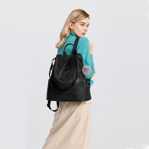 Miss Lulu Two Way Anti-Theft Backpack With Pom Pom Pendant