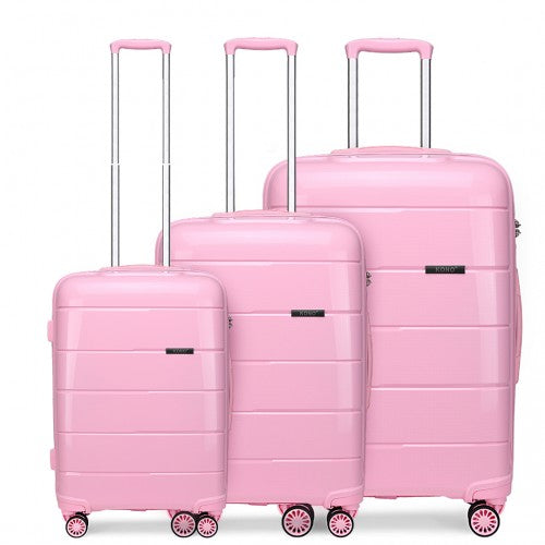 Kono 20./24/28” Hard Shell PP Suitcase Set - Pink